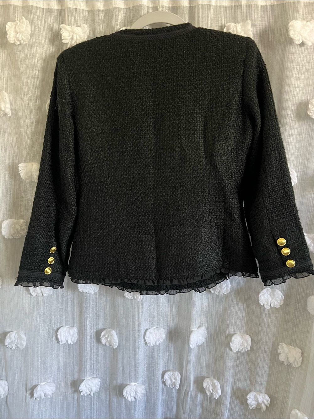 Joan Rivers Black Tweed Jacket with Gold Buttons - Picture 3 of 5